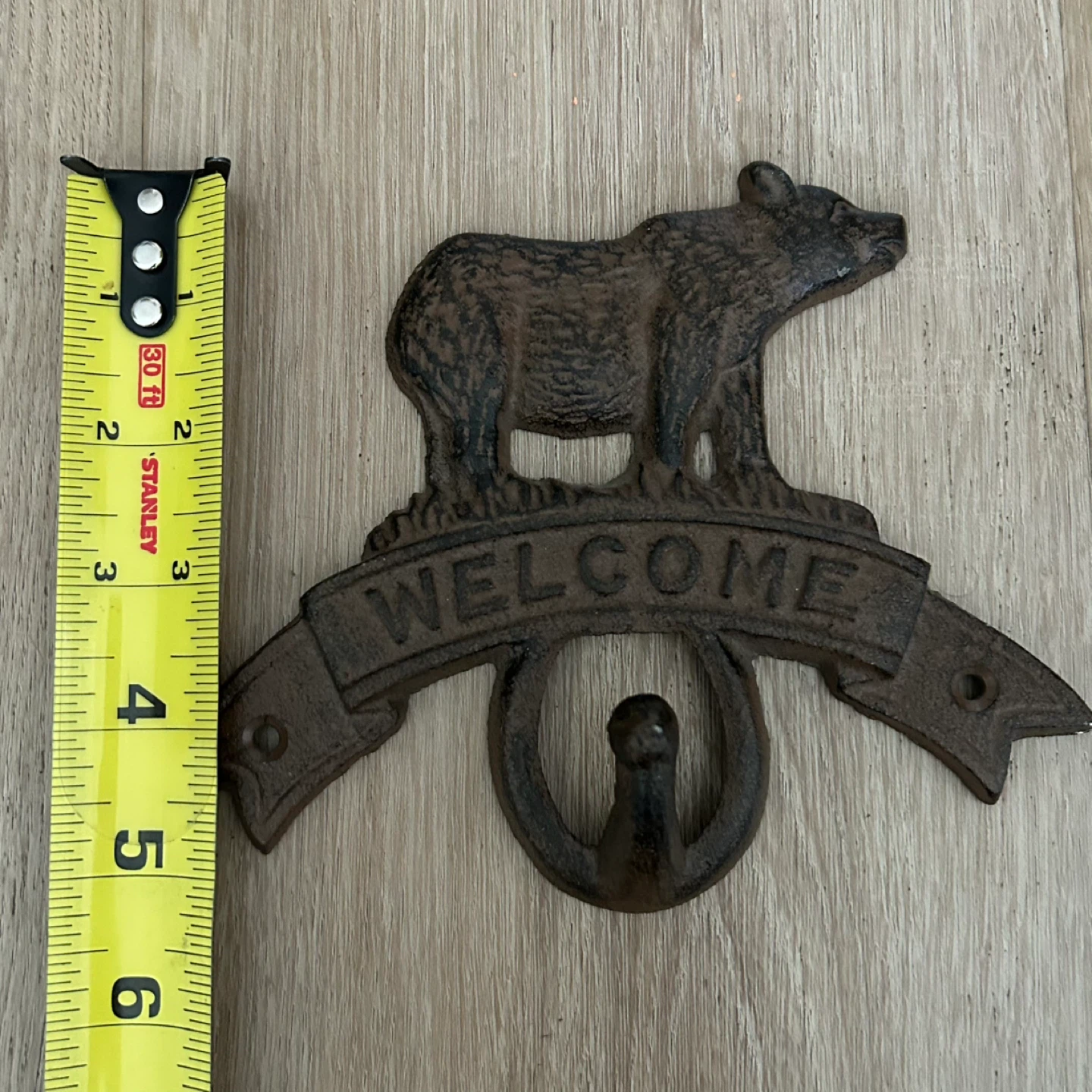 ⚽ Cast Iron Bear “Welcome” Wall Hook - photo 3