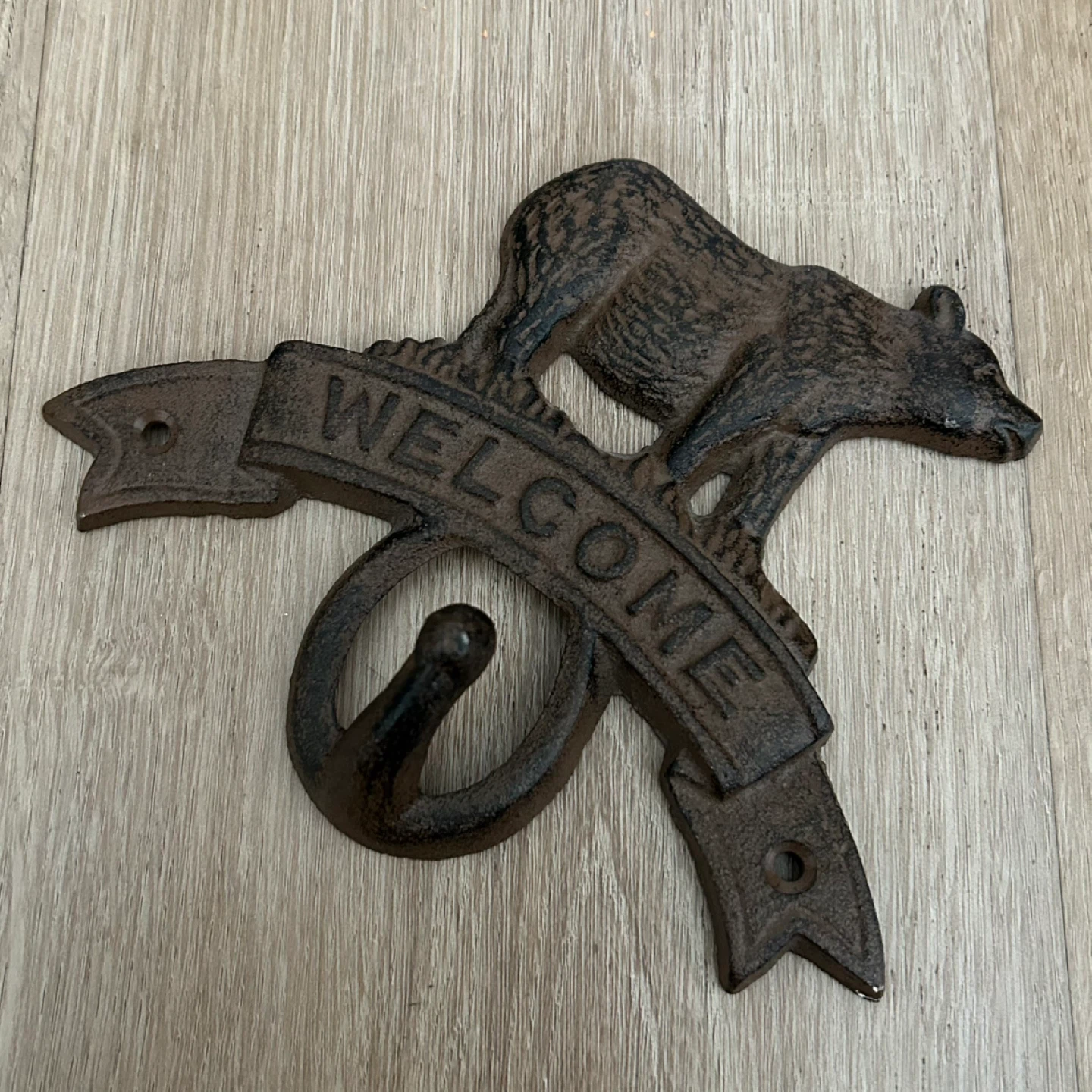 ⚽ Cast Iron Bear “Welcome” Wall Hook - photo 5