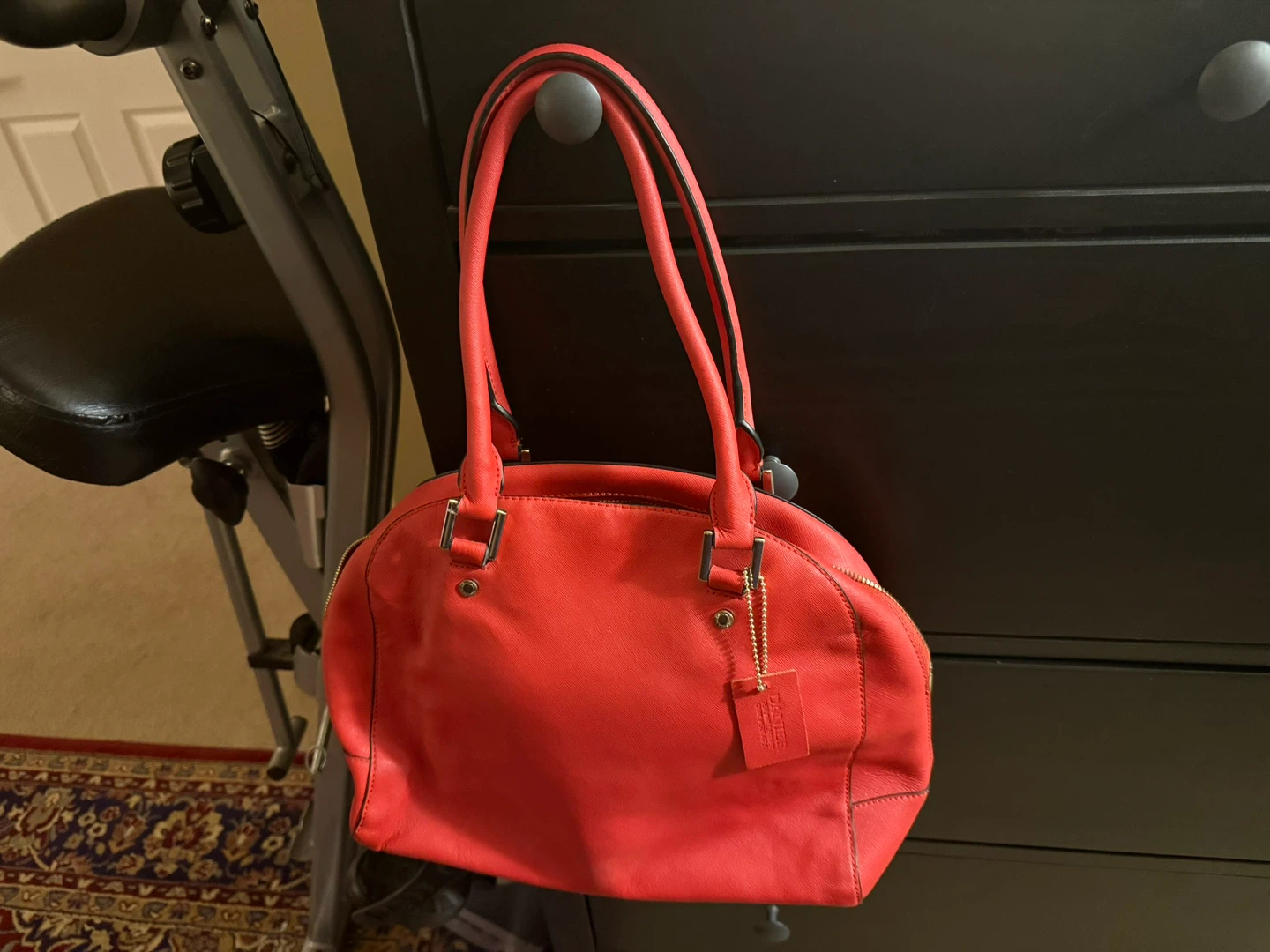 Red/Burnt Orange Genuine Leather Satchel Purse - photo 3
