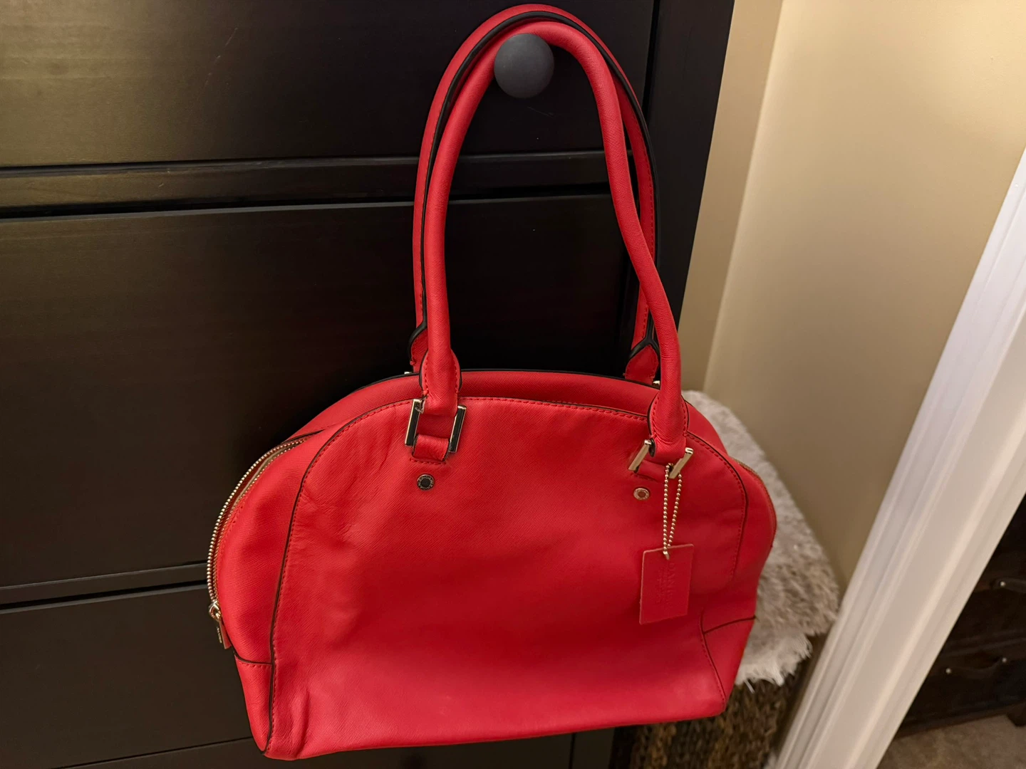 Red/Burnt Orange Genuine Leather Satchel Purse - photo 5