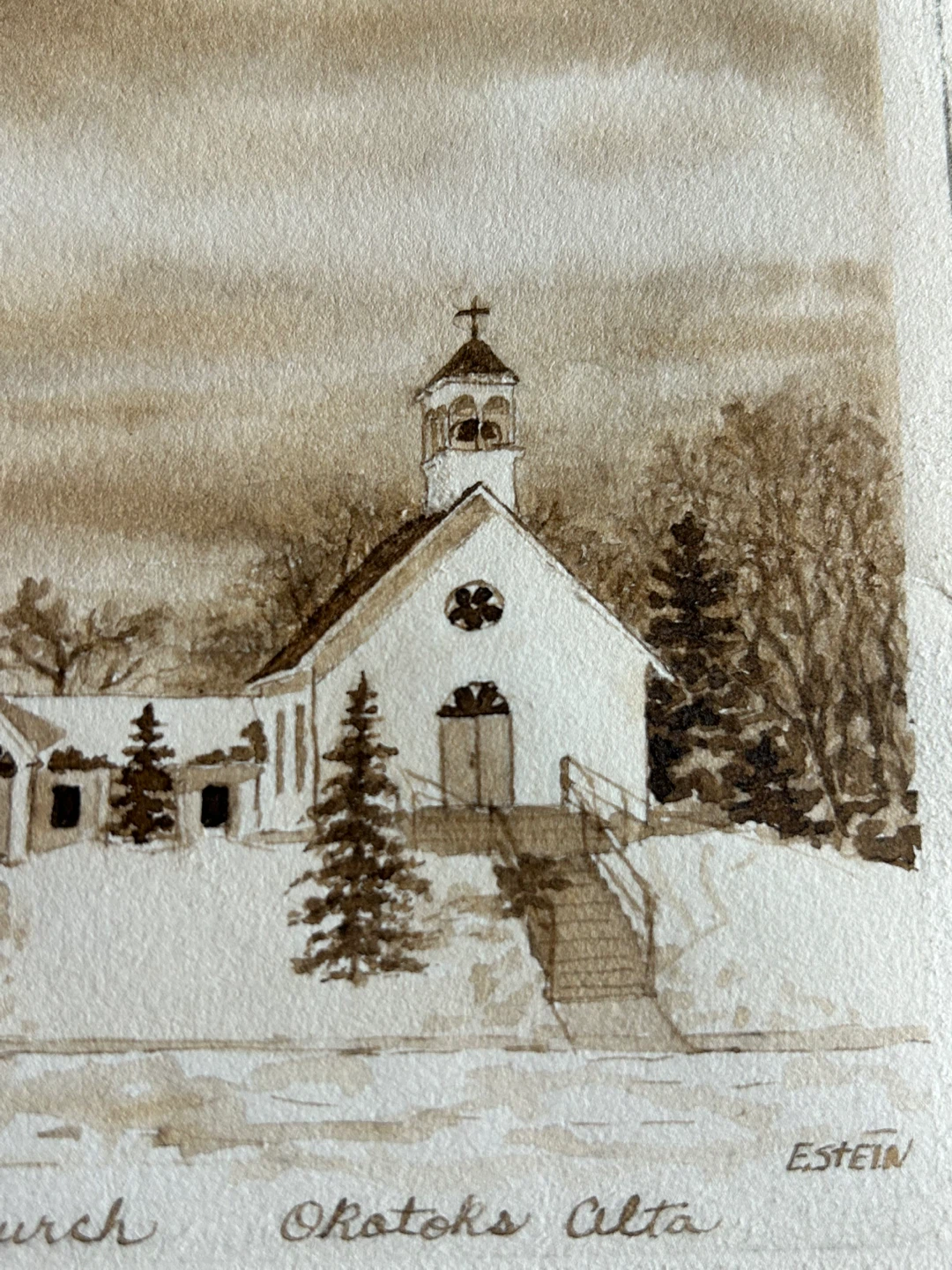 ⚽ Original Painting  Church, Okotoks Alberta - photo 4