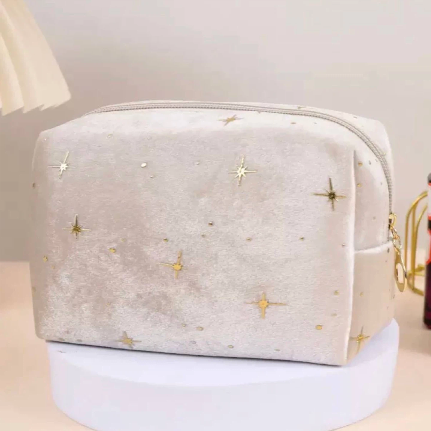 Velvet Makeup Bag with Gold Stars - photo 2