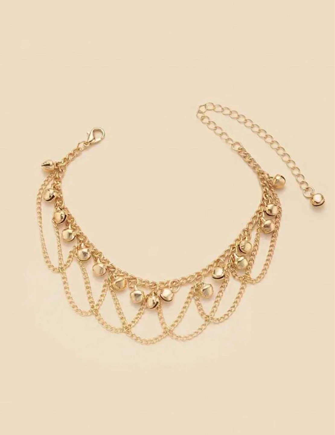 Gold-tone Layered Anklet with Bell Charms - photo 2