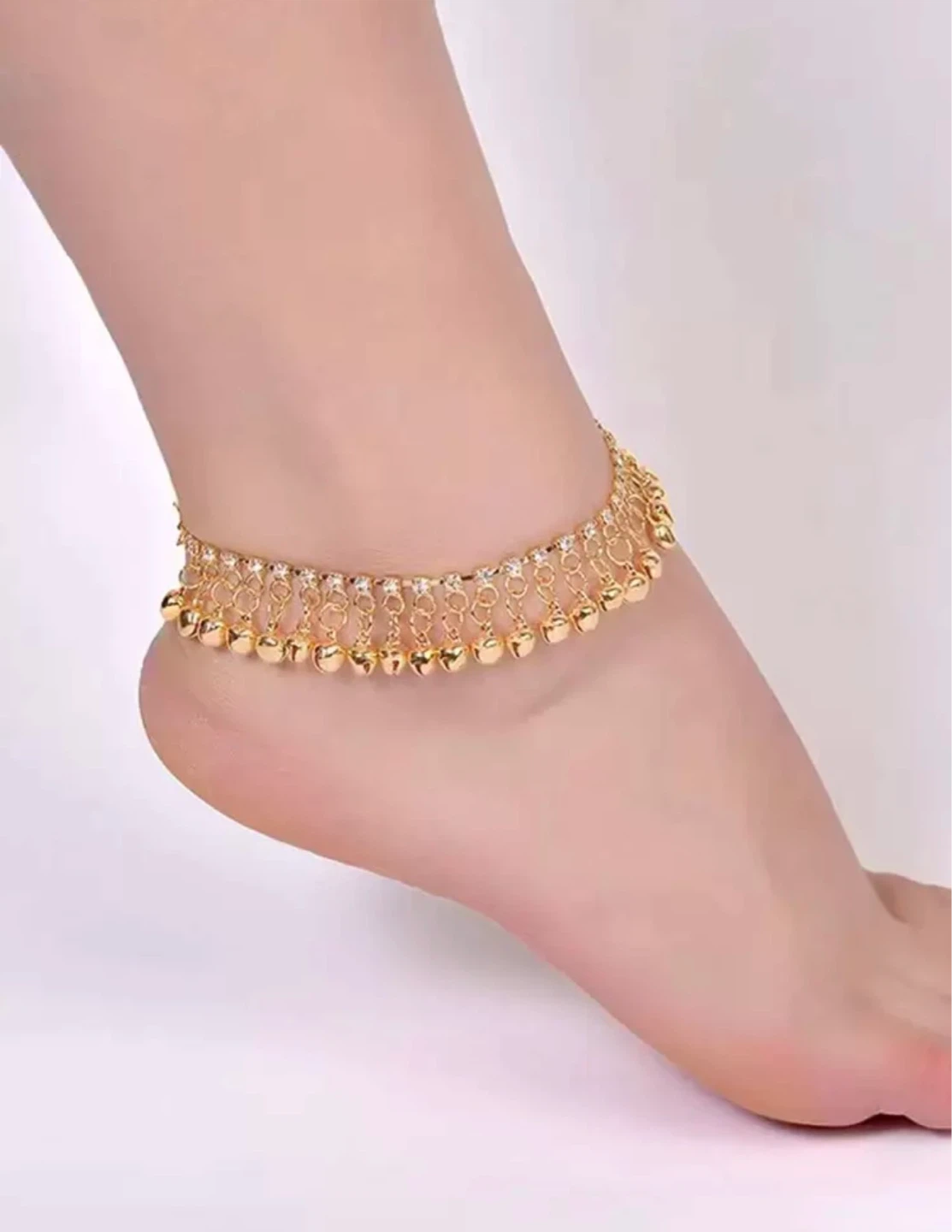 Gold-tone Layered Anklet with Bell Charms - photo 3