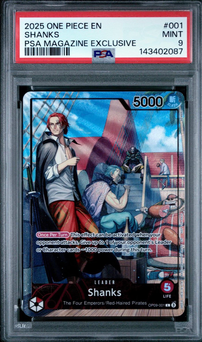 One Piece Shanks Leader Card - PSA 9 Mint