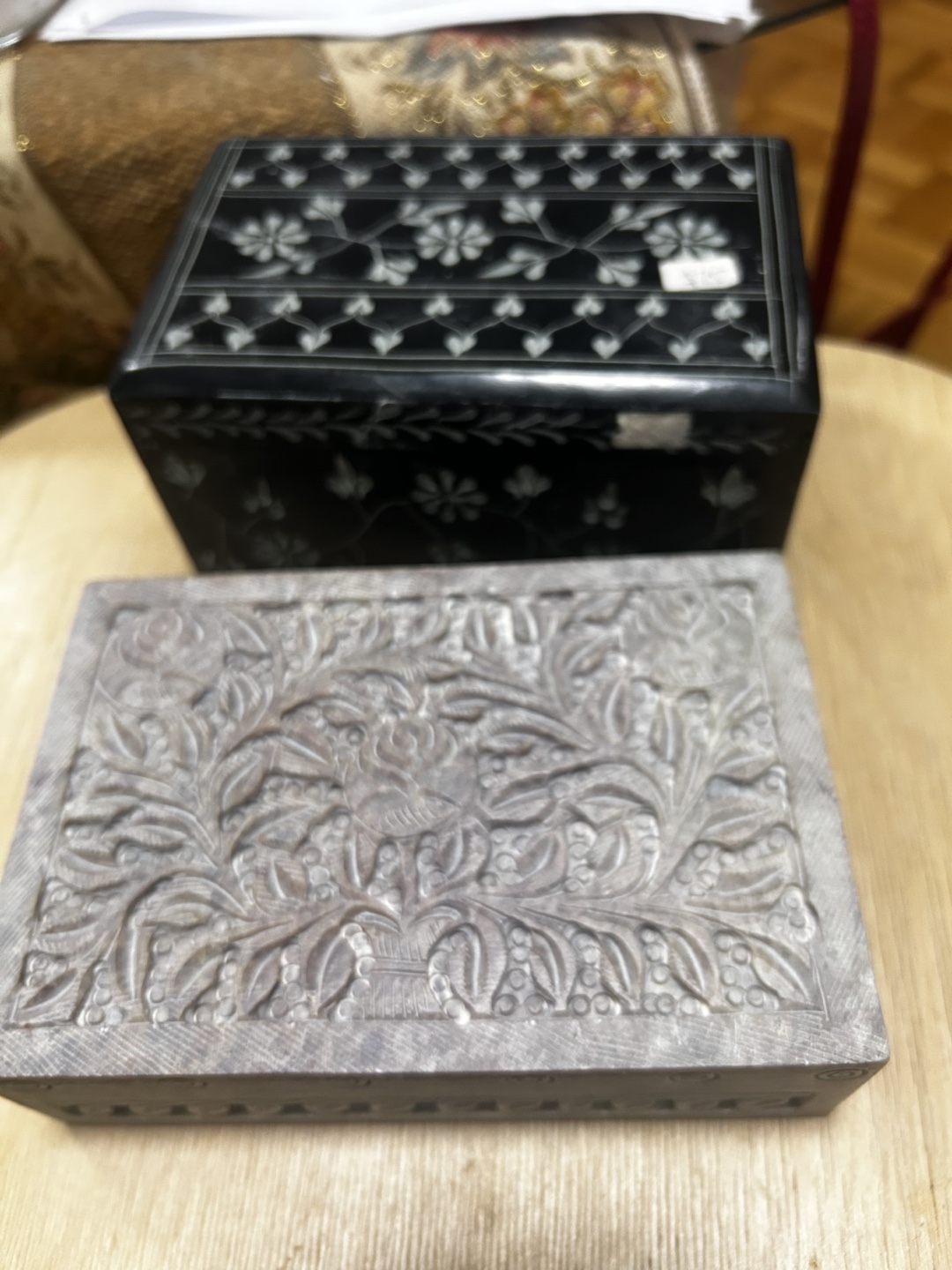 Carved Stone and Decorative Hinged Box - photo 2