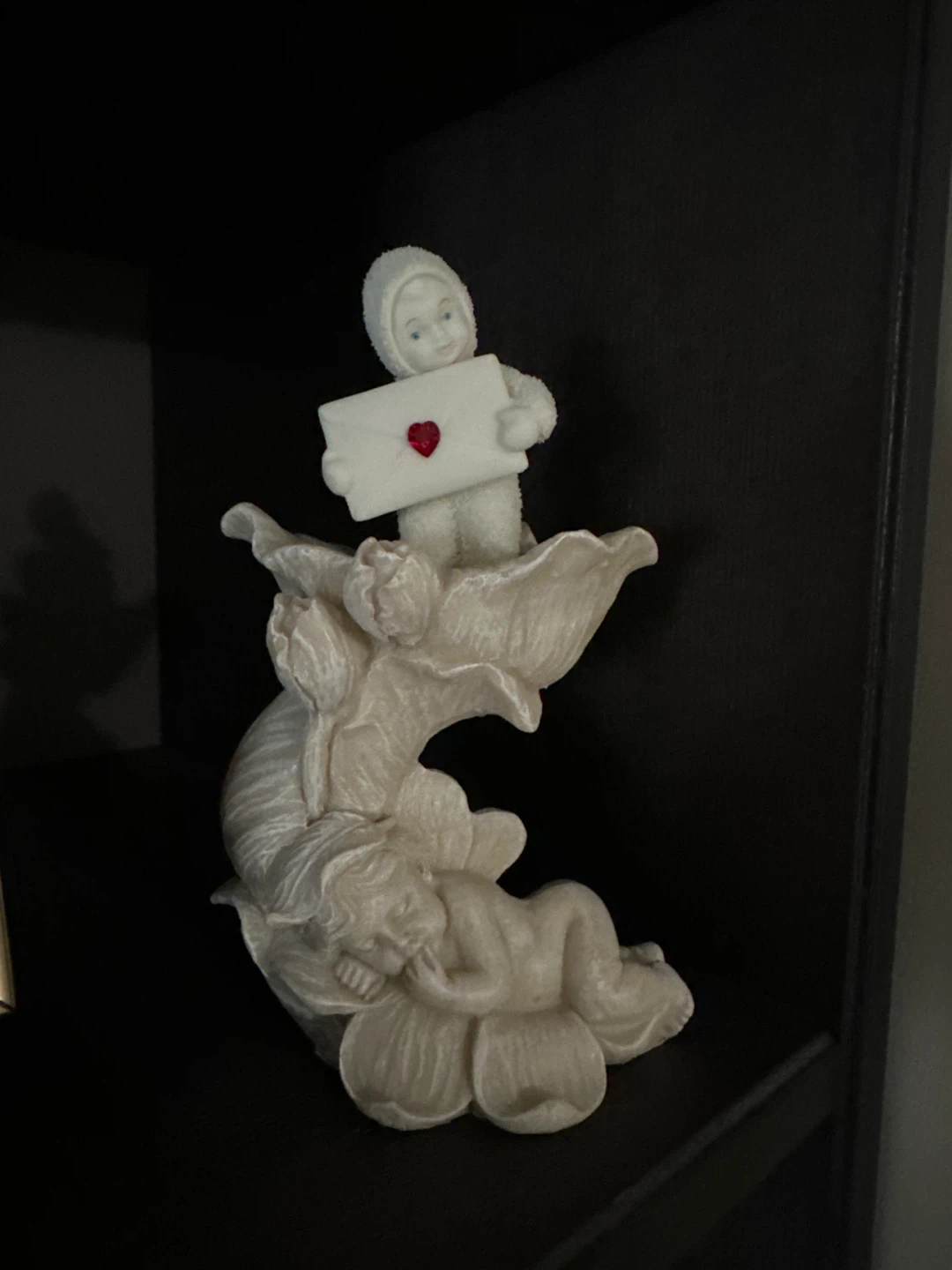 Vintage Bisque Sleeping Cherub Angel Taper Candle Holder