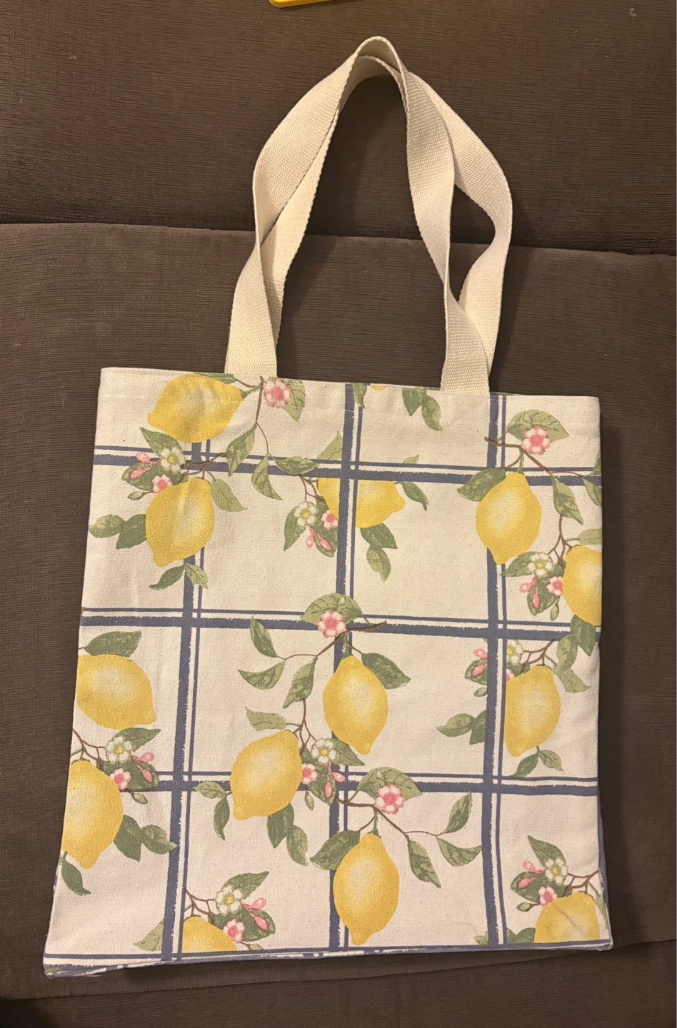 Lemon Print Beaded Cotton Canvas Shopper Tote Bag - photo 4