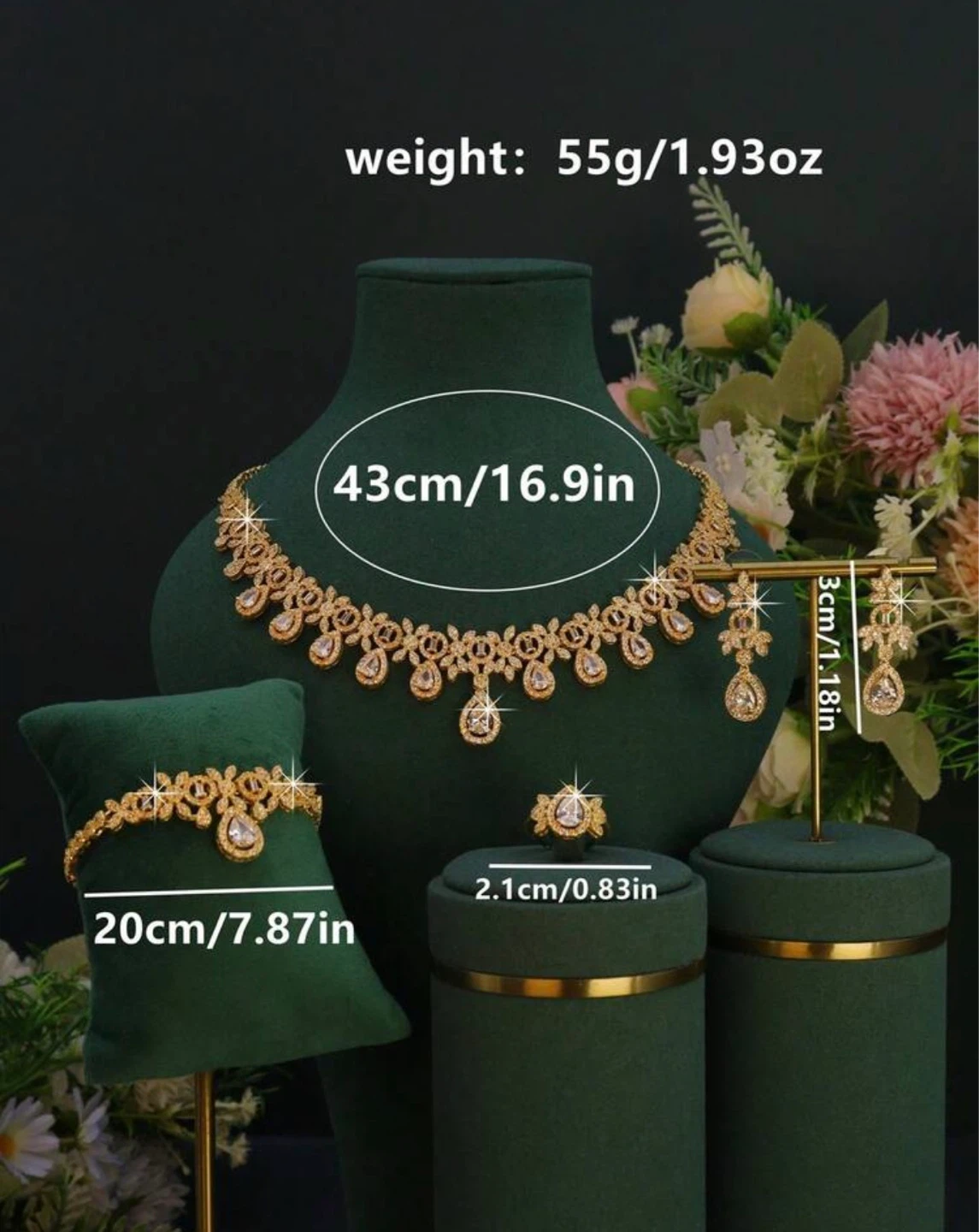 Gold-tone teardrop pendant necklace set - photo 5