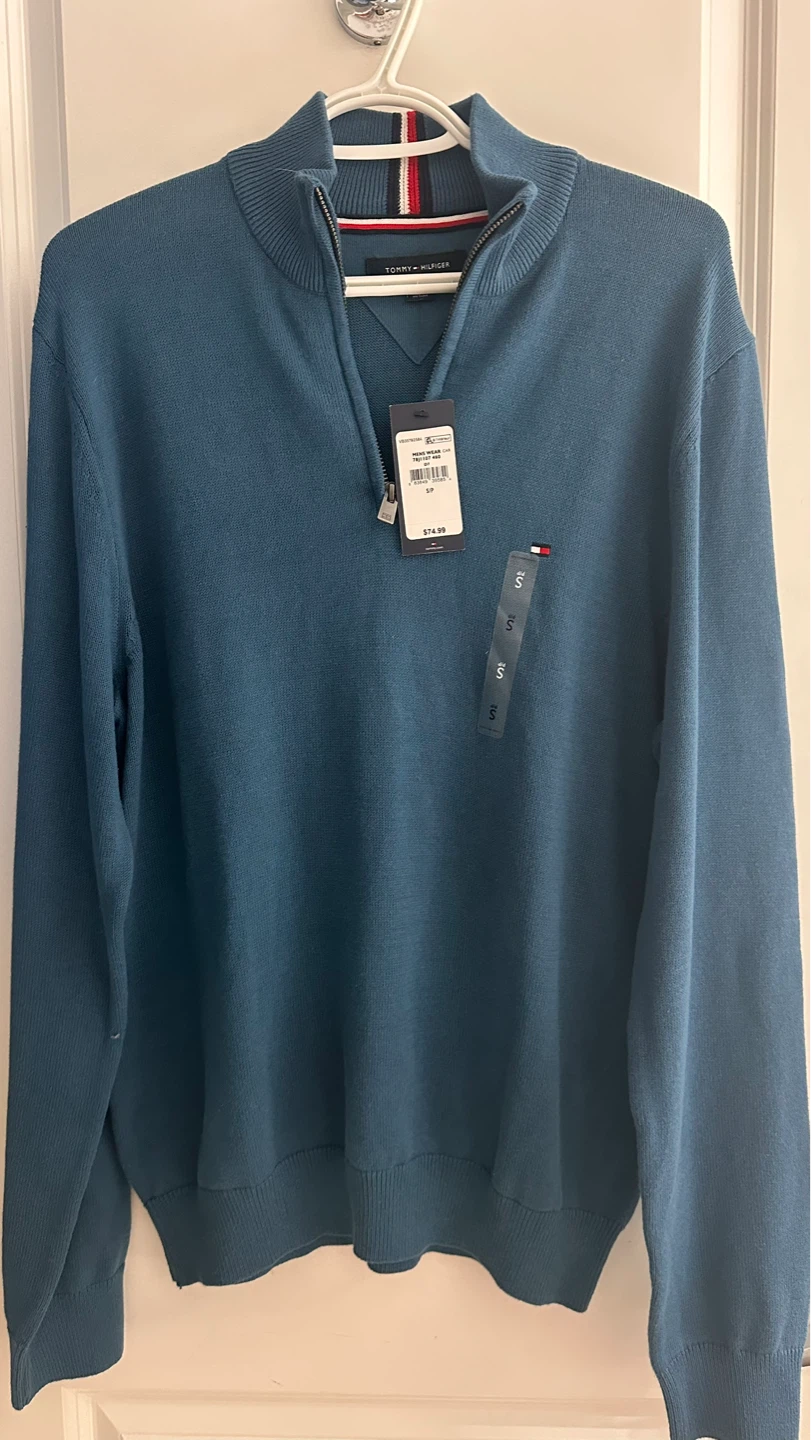 Tommy Hilfiger Men's Quarter-Zip Sweater - Blue - Size S
