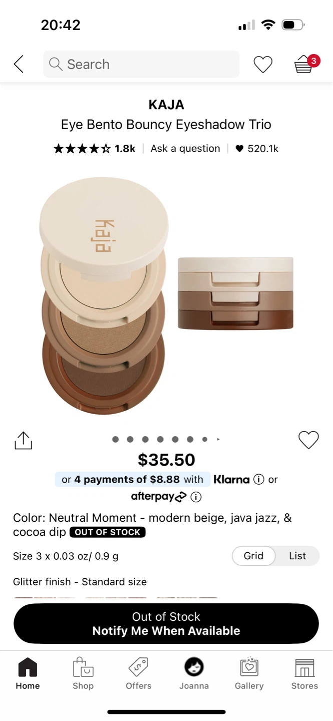 ⚽️ 🆕 Kaja Beauty Bento Eyeshadow Trio - Neutral Moment
