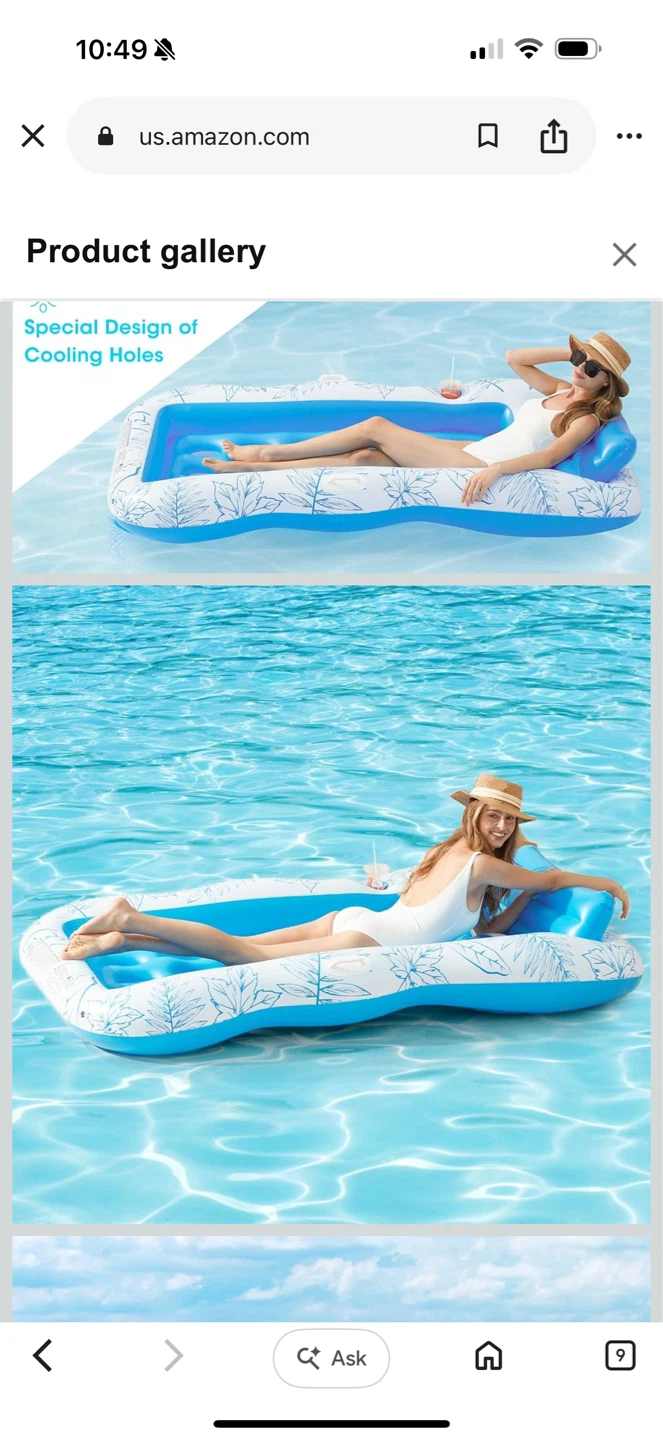 Inflatable Pool Float Lounger with Removable Pillow and Handles - photo 4