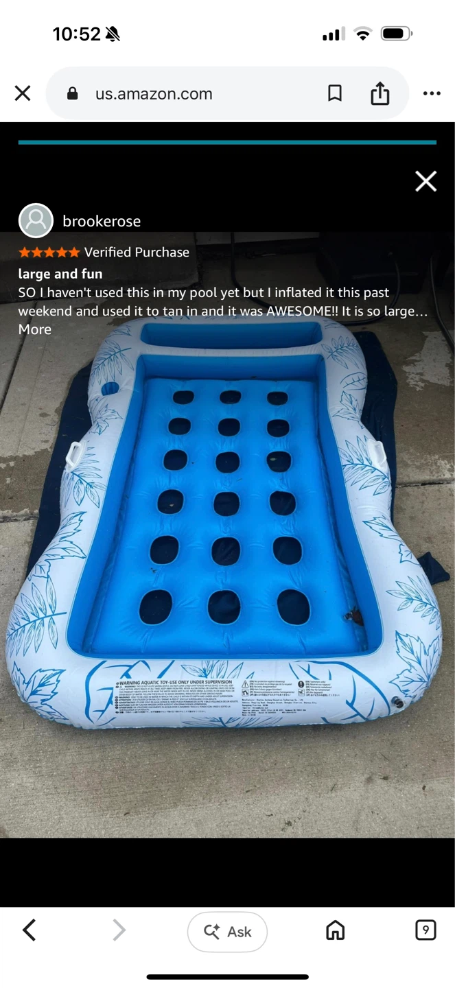 Inflatable Pool Float Lounger with Removable Pillow and Handles - photo 2