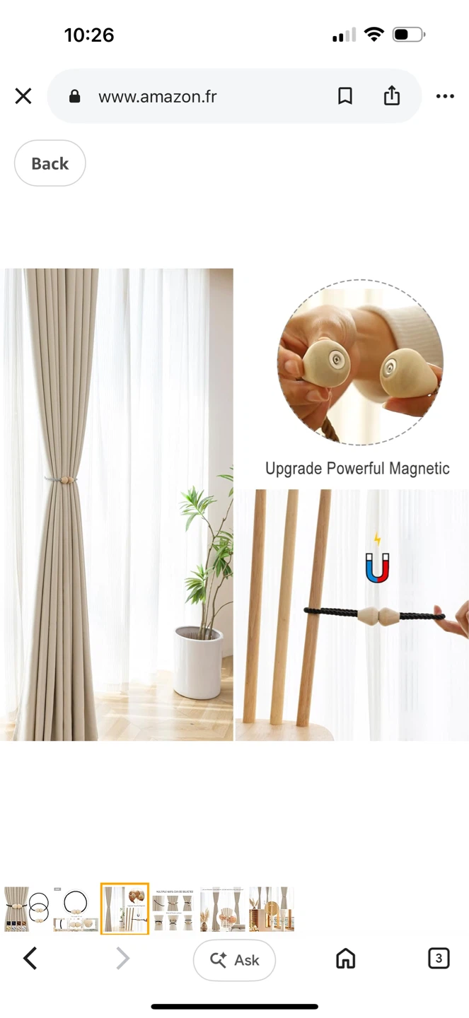 8 Pack Curtain Tie Backs with Magnetic Wooden Balls - photo 4