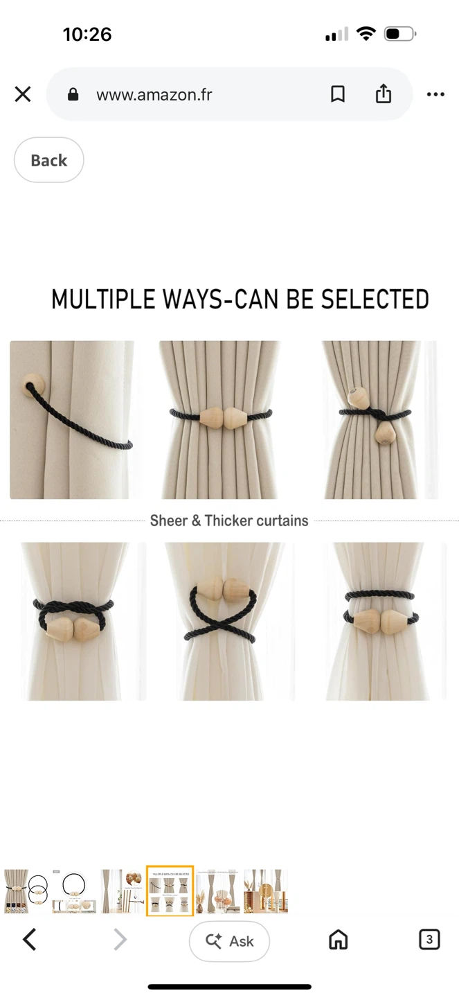 8 Pack Curtain Tie Backs with Magnetic Wooden Balls