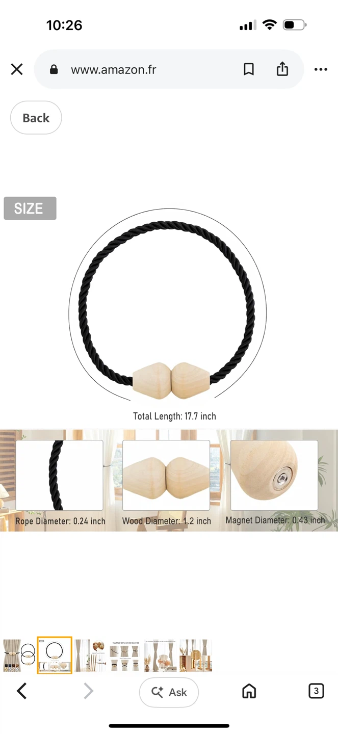 8 Pack Curtain Tie Backs with Magnetic Wooden Balls - photo 3