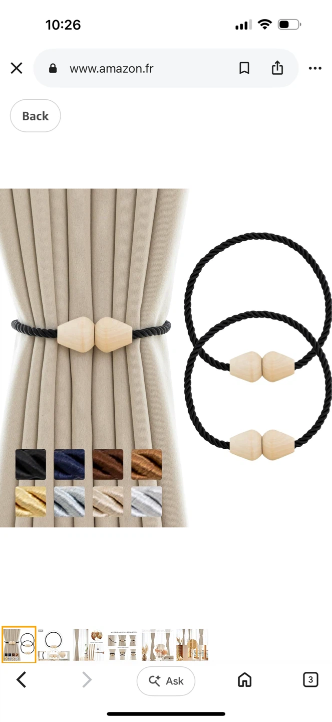 8 Pack Curtain Tie Backs with Magnetic Wooden Balls - photo 2