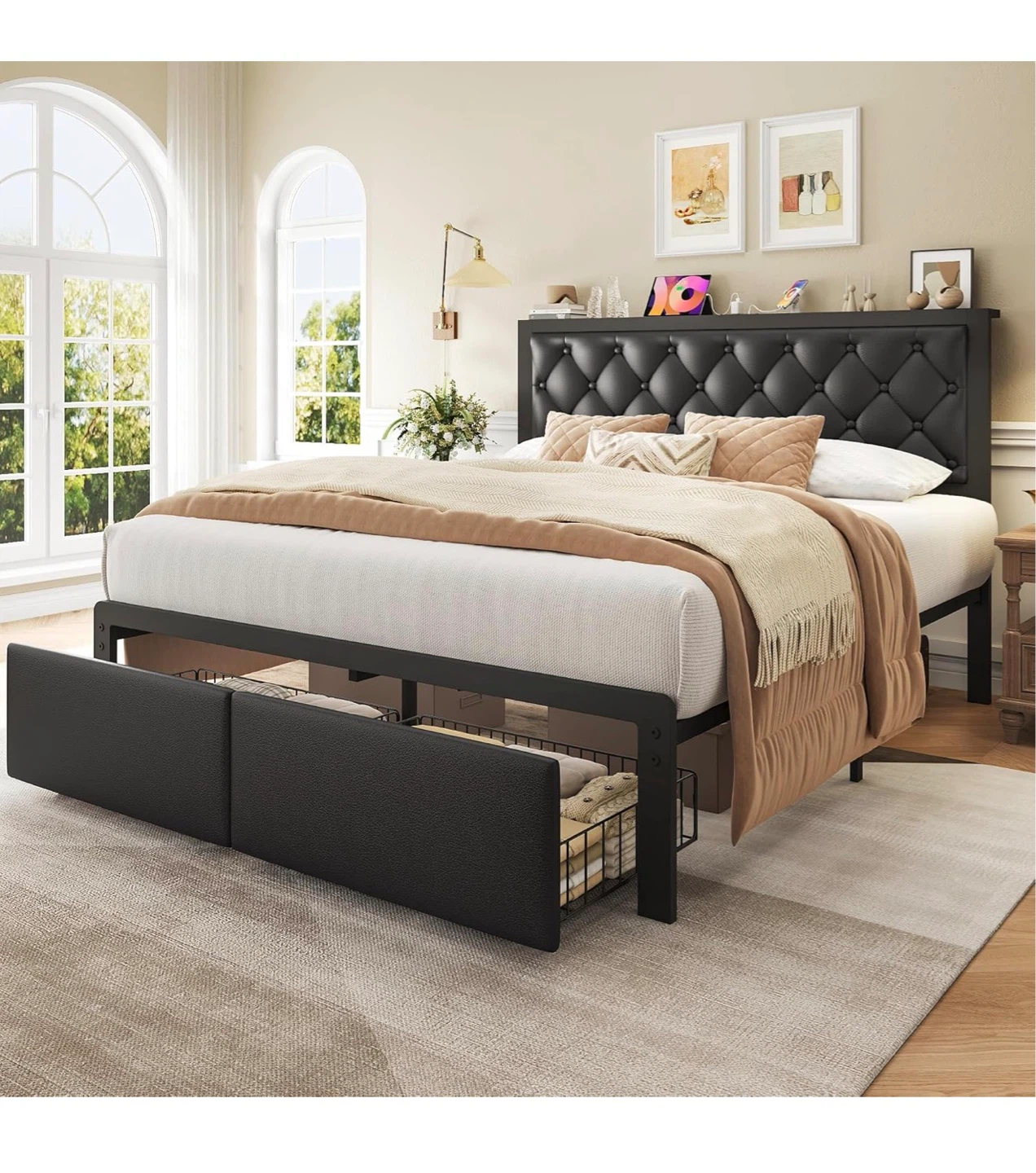 Queen Size Bed Frame with Storage Drawers - photo 2