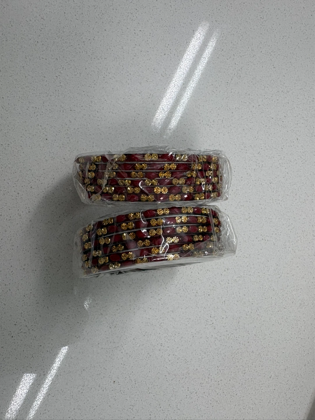 Set of 2 Red Bangles with Gold Detailing⚽️