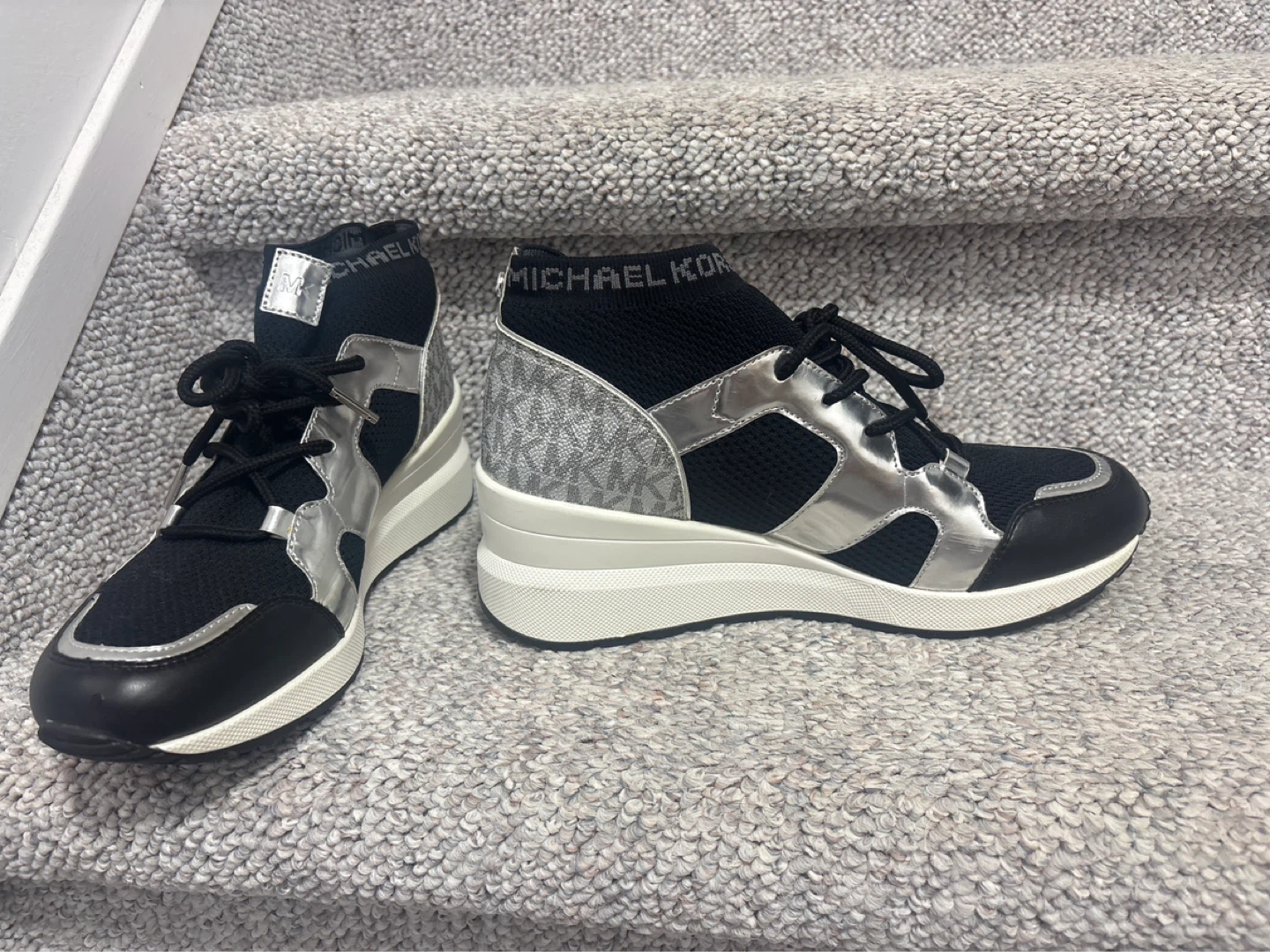 Michael Kors Black & Silver Wedge Sneakers - photo 3