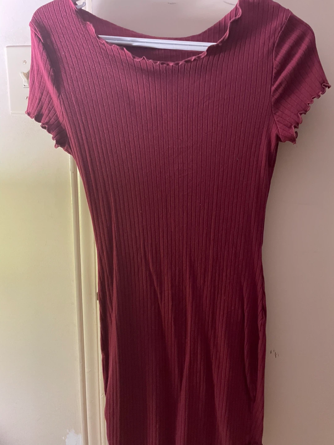 Ribbed Lettuce Trim T-Shirt Dresses