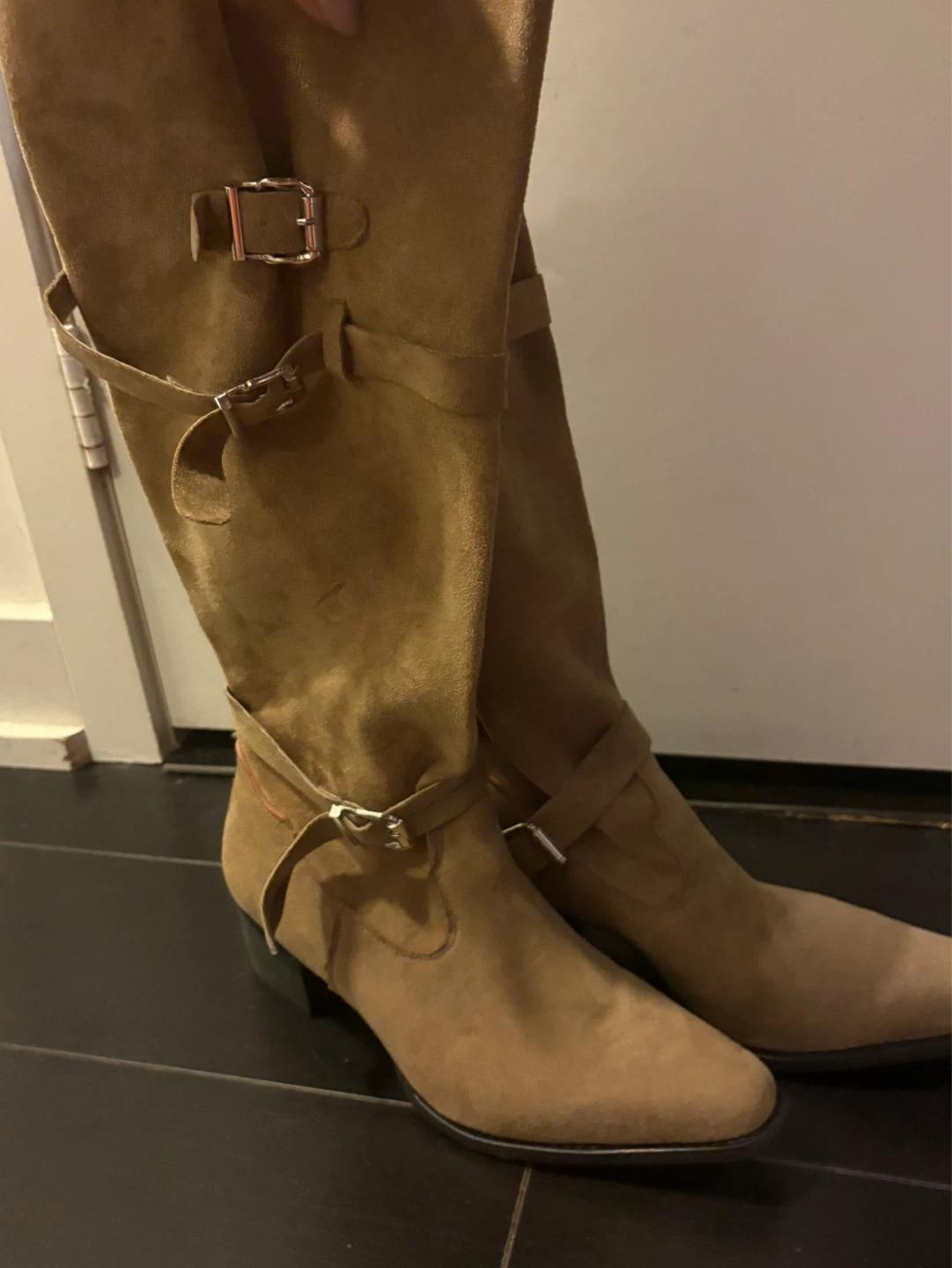 Women's Tan Suede Knee-High Boots