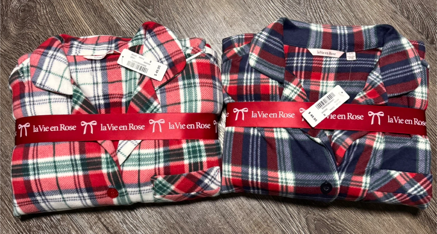 La Vie en Rose Plaid Flannel Pajama Set
