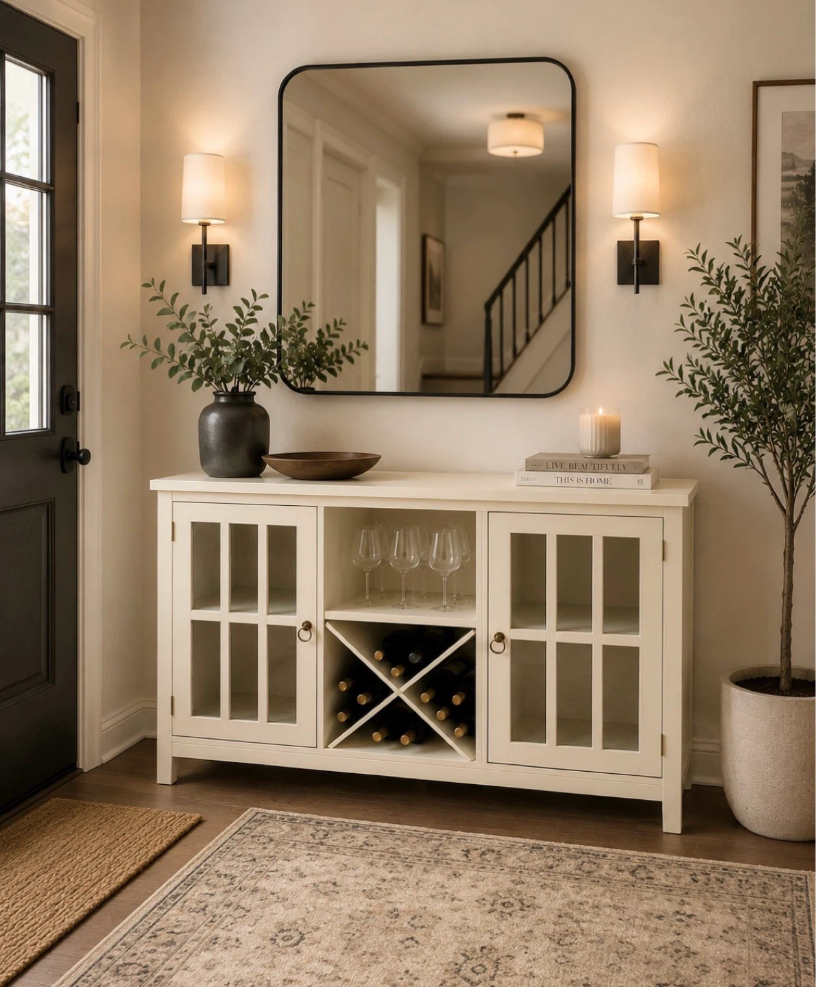 New Antique White Storage Buffet Wine Cabinet - photo 2