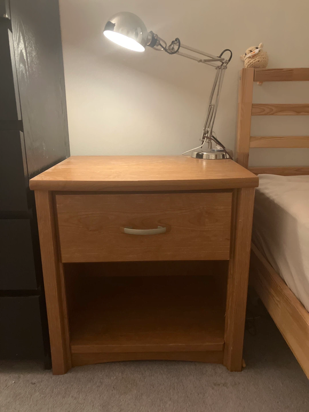 Wooden Nightstand with Drawer - photo 2
