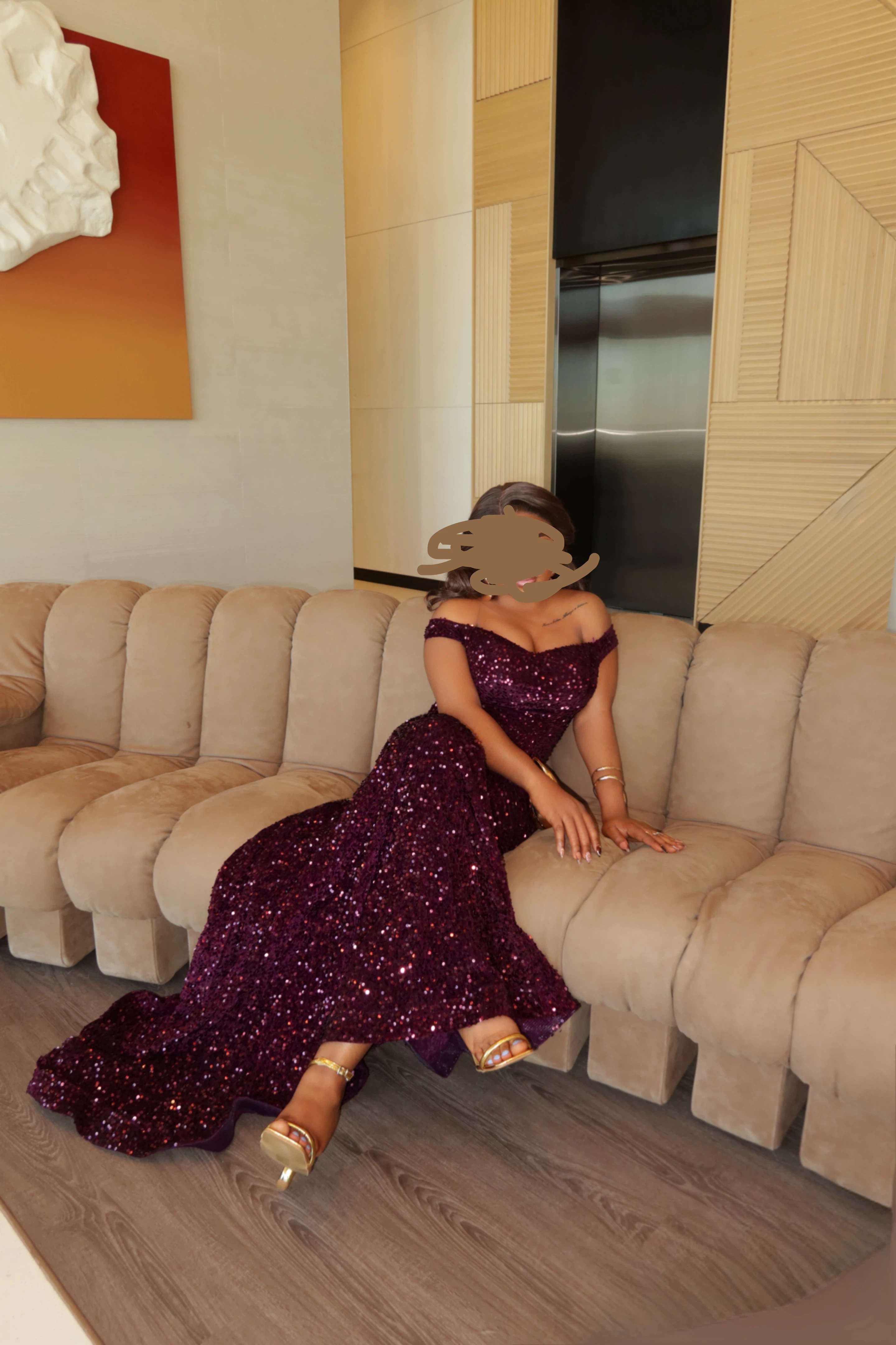 Sequined Off-the-Shoulder Mermaid Gown