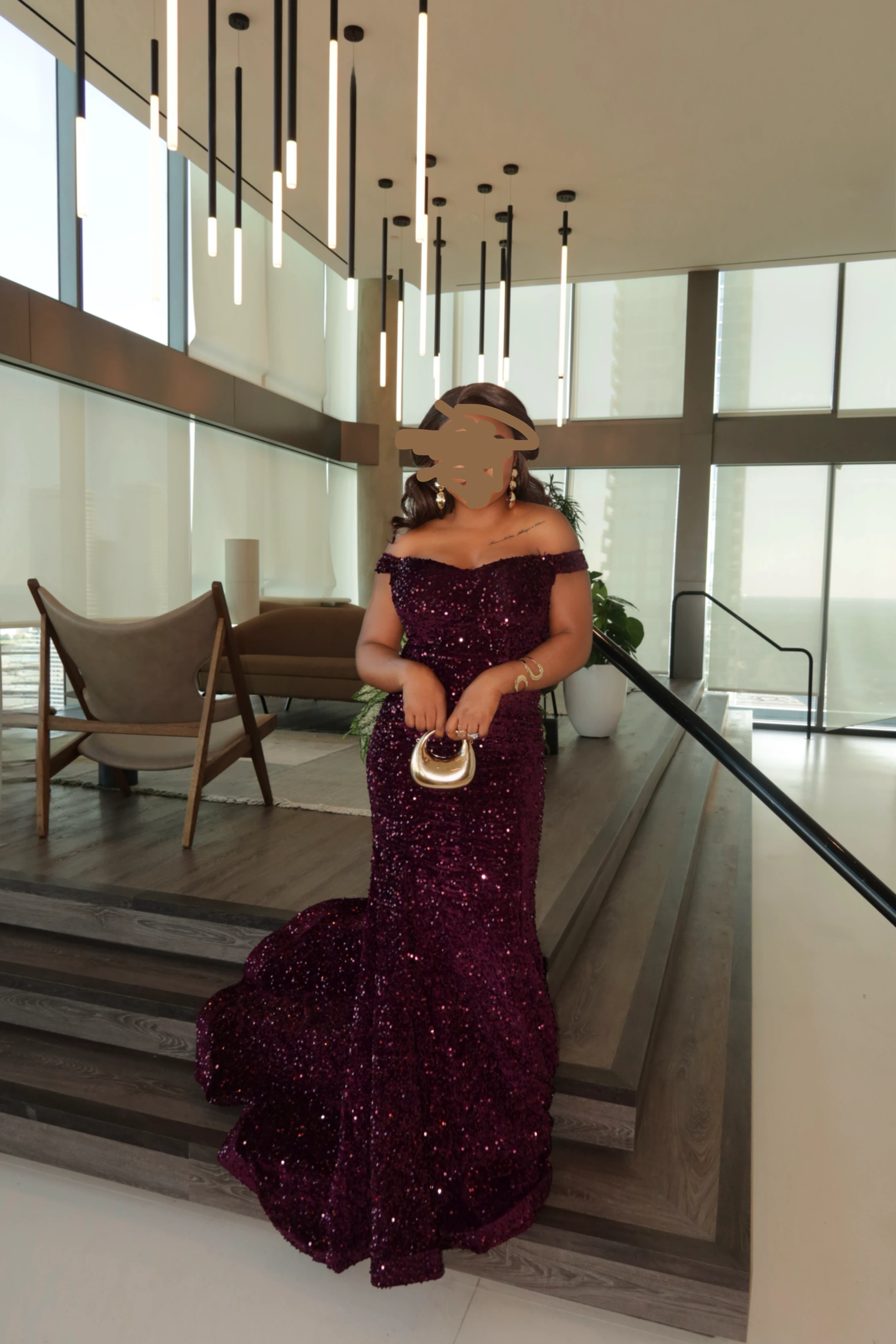 Sequined Off-the-Shoulder Mermaid Gown - photo 2