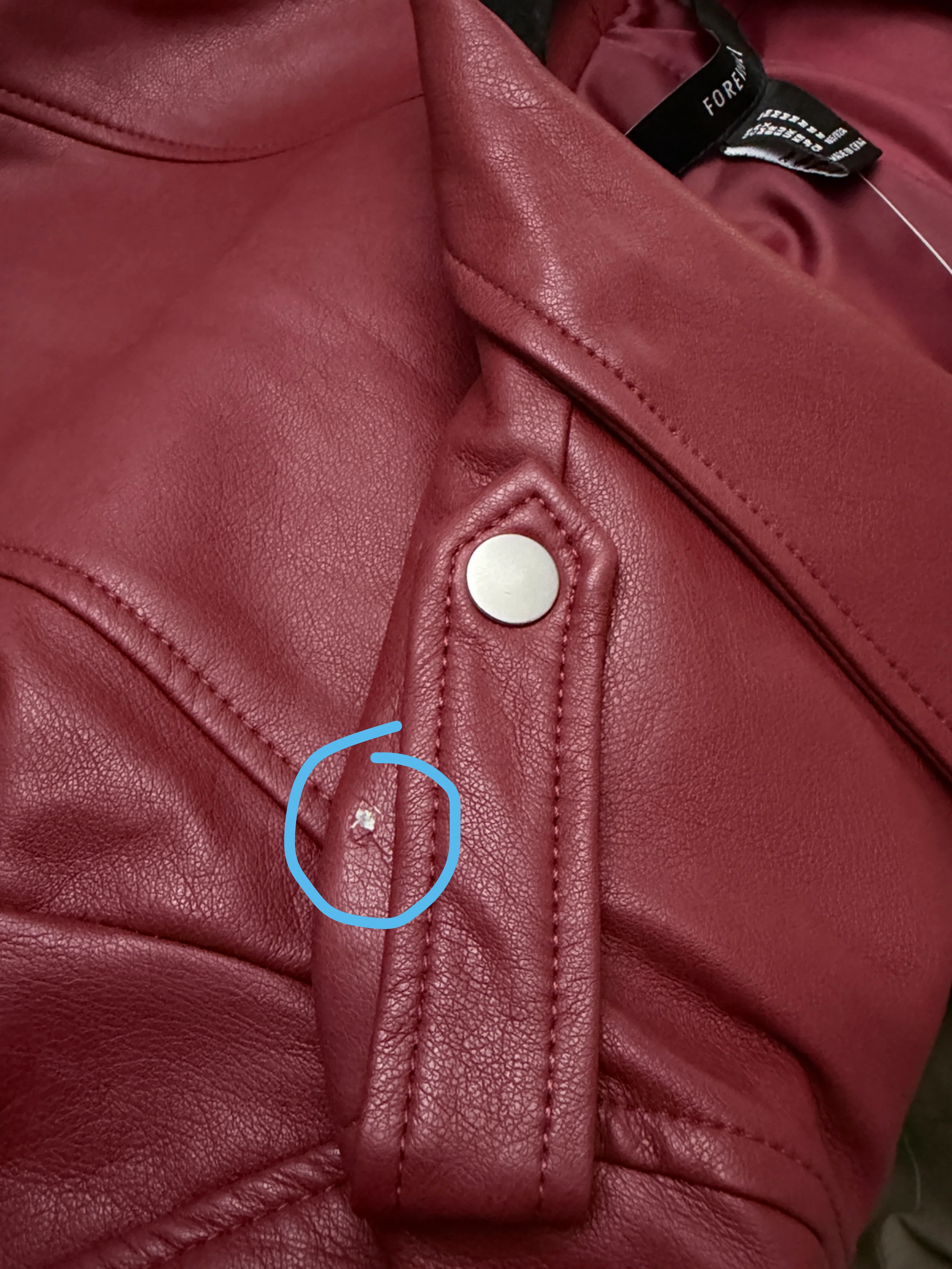 Forever 21 Burgundy Faux Leather Moto Jacket M - photo 4