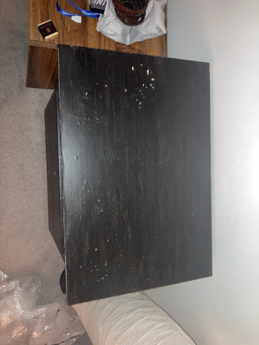 Black nightstand with two drawers - photo 2