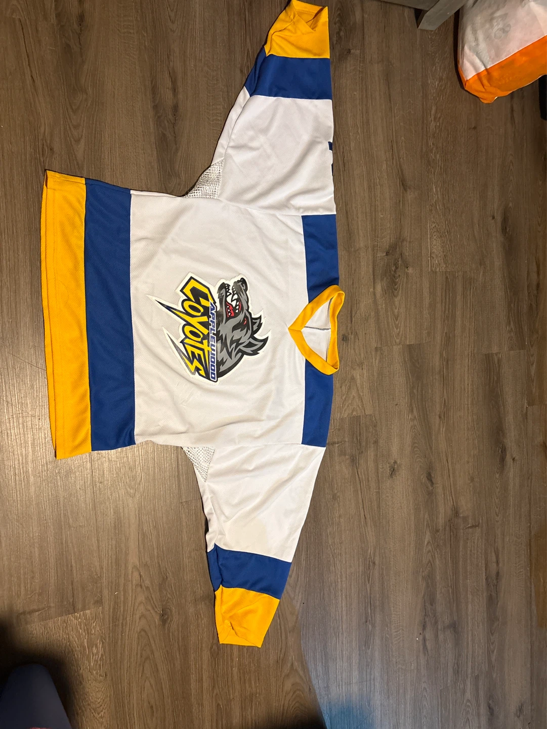 White and Yellow Coyote Hockey Jersey