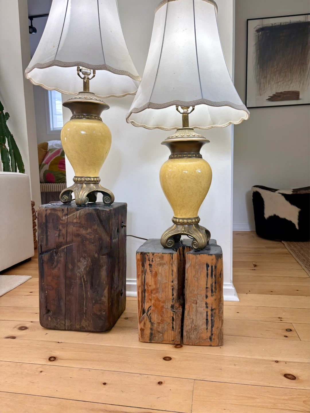 Pair of Yellow Ceramic Table Lamps