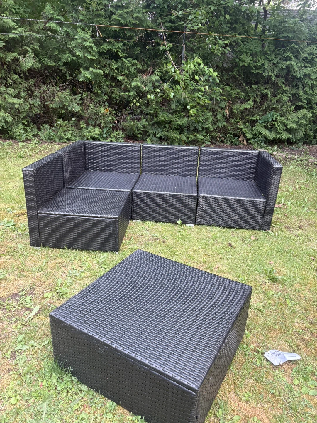 Brown Rattan Outdoor Sectional Sofa with Coffee Table - photo 5