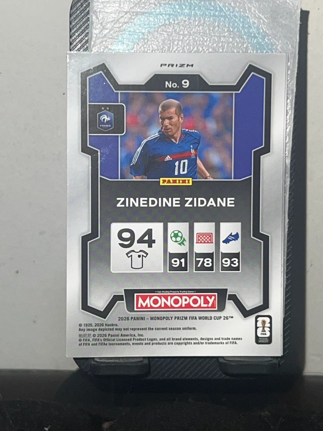 ⚽ Panini Monopoly Prizm Zinedine Zidane Card - photo 2