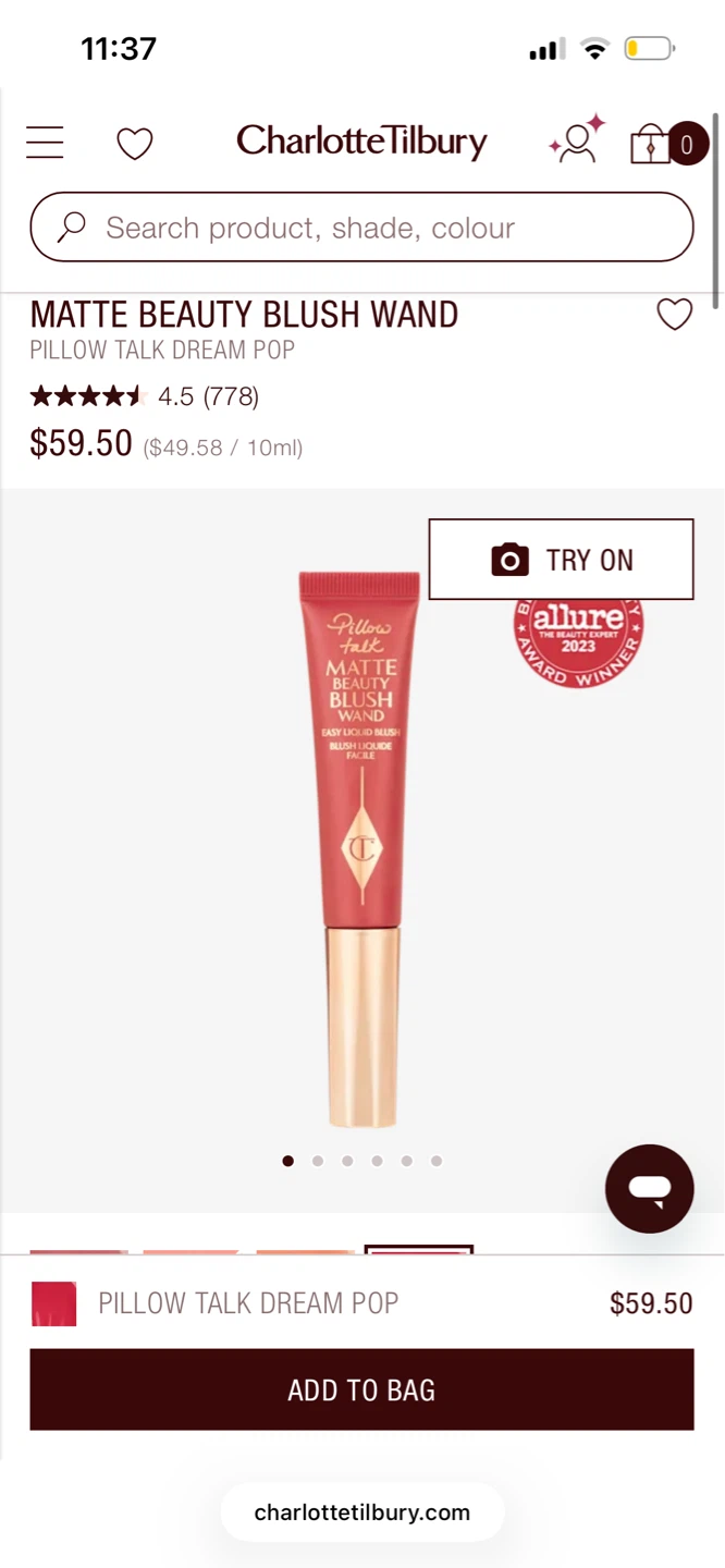 Charlotte Tilbury Matte Beauty Blush Wand Pillow Talk Dream Pop