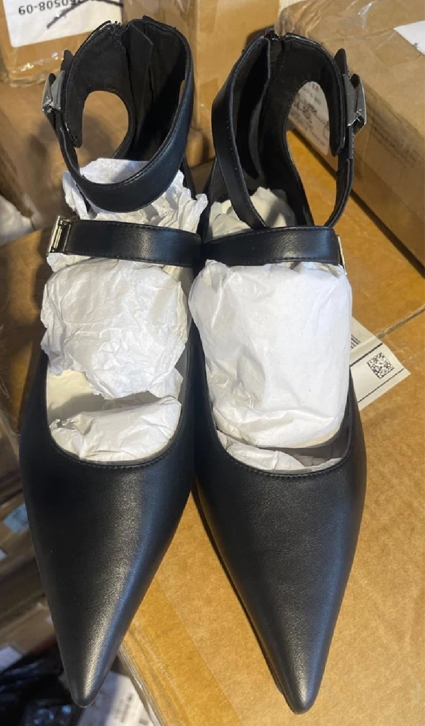 Charles & Keith Black Robbie Pointed Mary Jane Flats