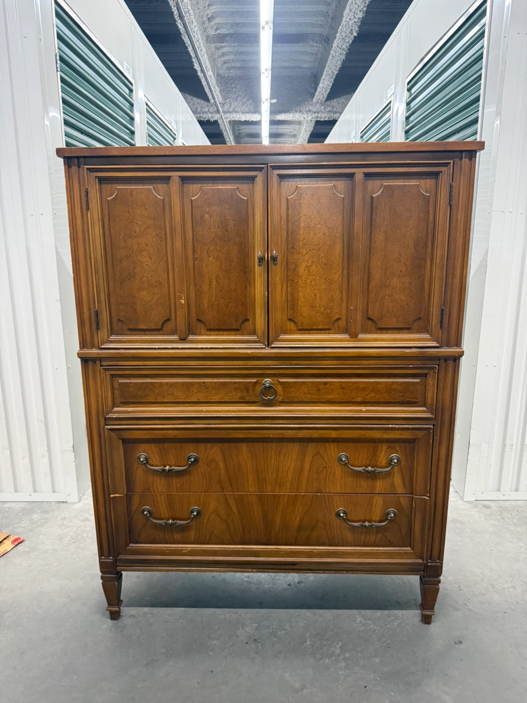 Vintage Wooden Armoire Dresser with Drawers