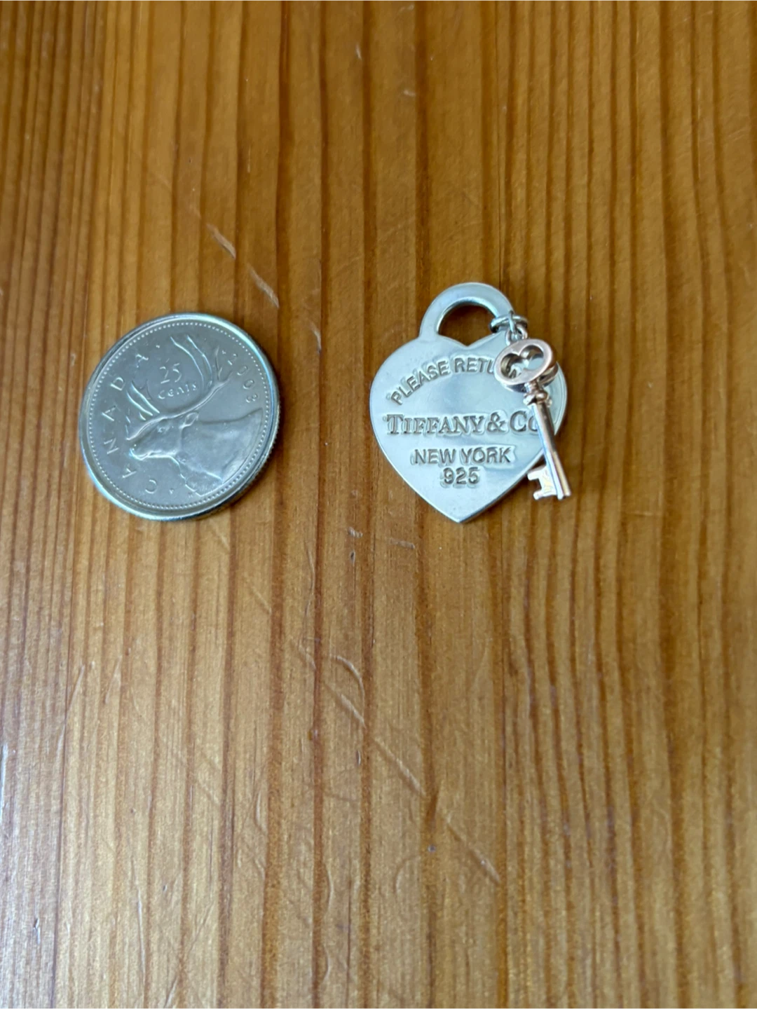 💯 Authentic Tiffany and Co. RTT Heart Tag with Mini Rubedo Key - photo 2