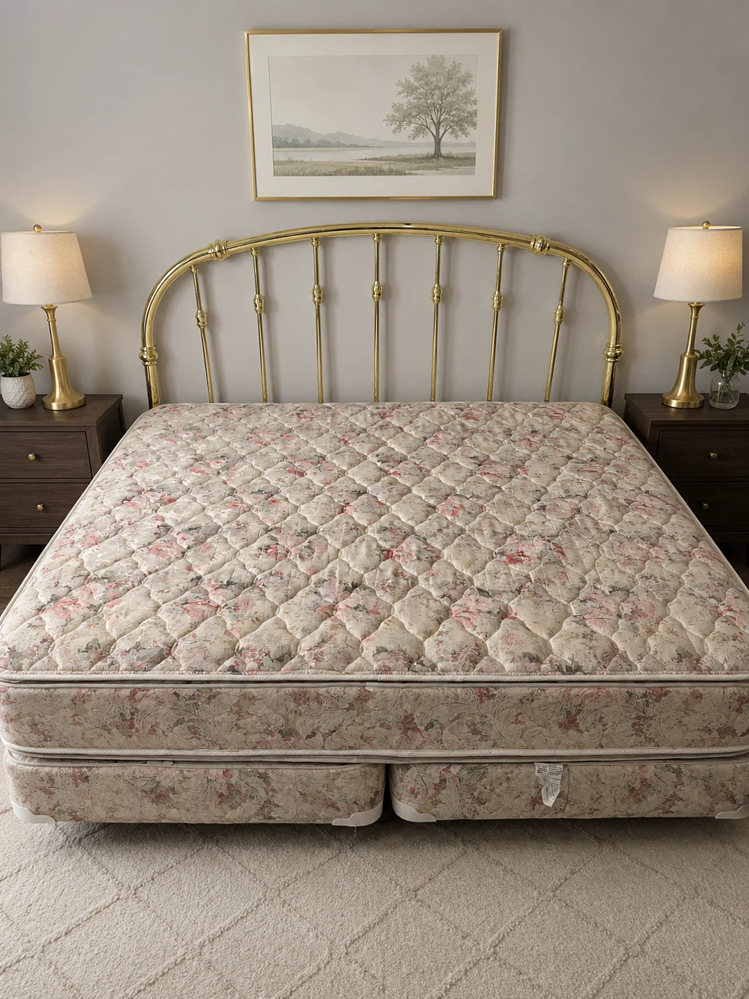 Vintage Brass KING Bed Set with Mattress & Box Spring