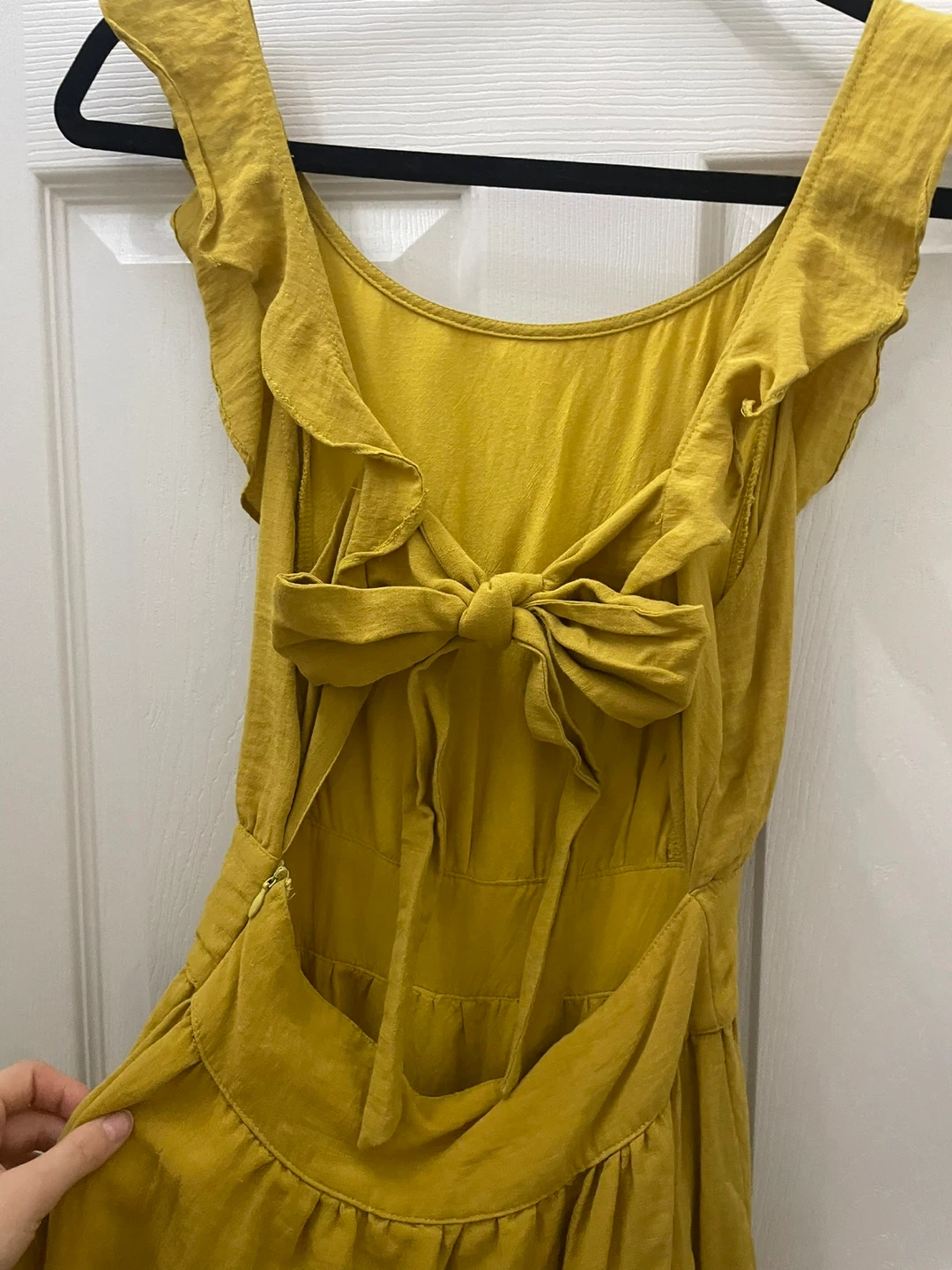 Yellow Ruffle Tie Back Dress - Size S - photo 3