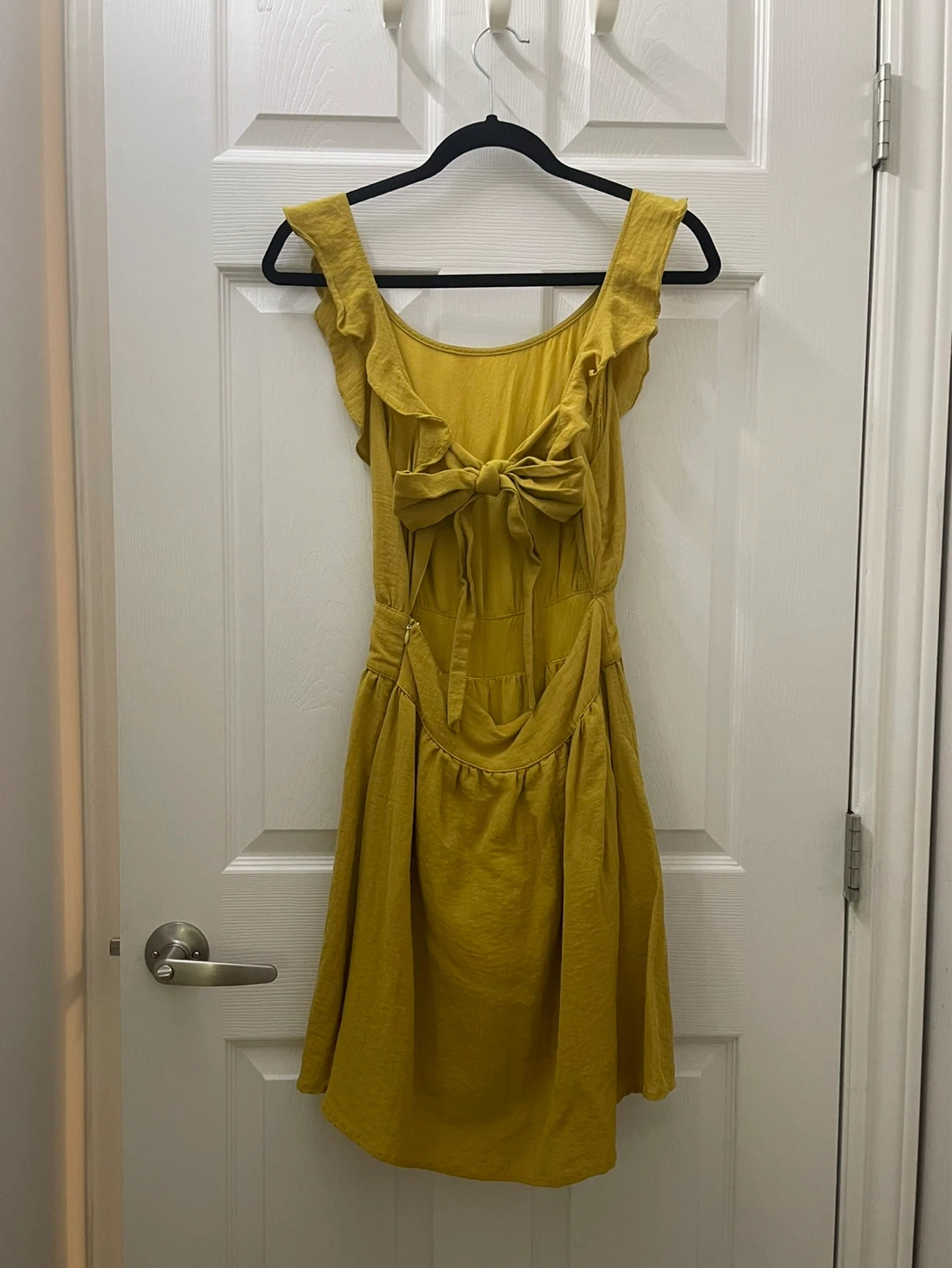 Yellow Ruffle Tie Back Dress - Size S - photo 2