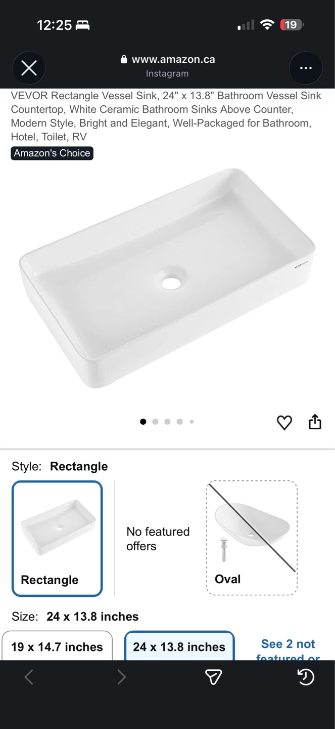 VEVOR Rectangle Vessel Sink 24” x 13.8” – Open Box