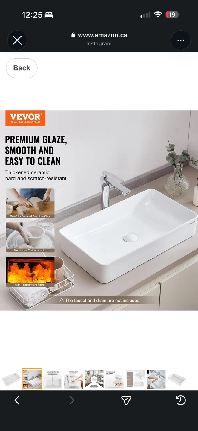 VEVOR Rectangle Vessel Sink 24” x 13.8” – Open Box - photo 2