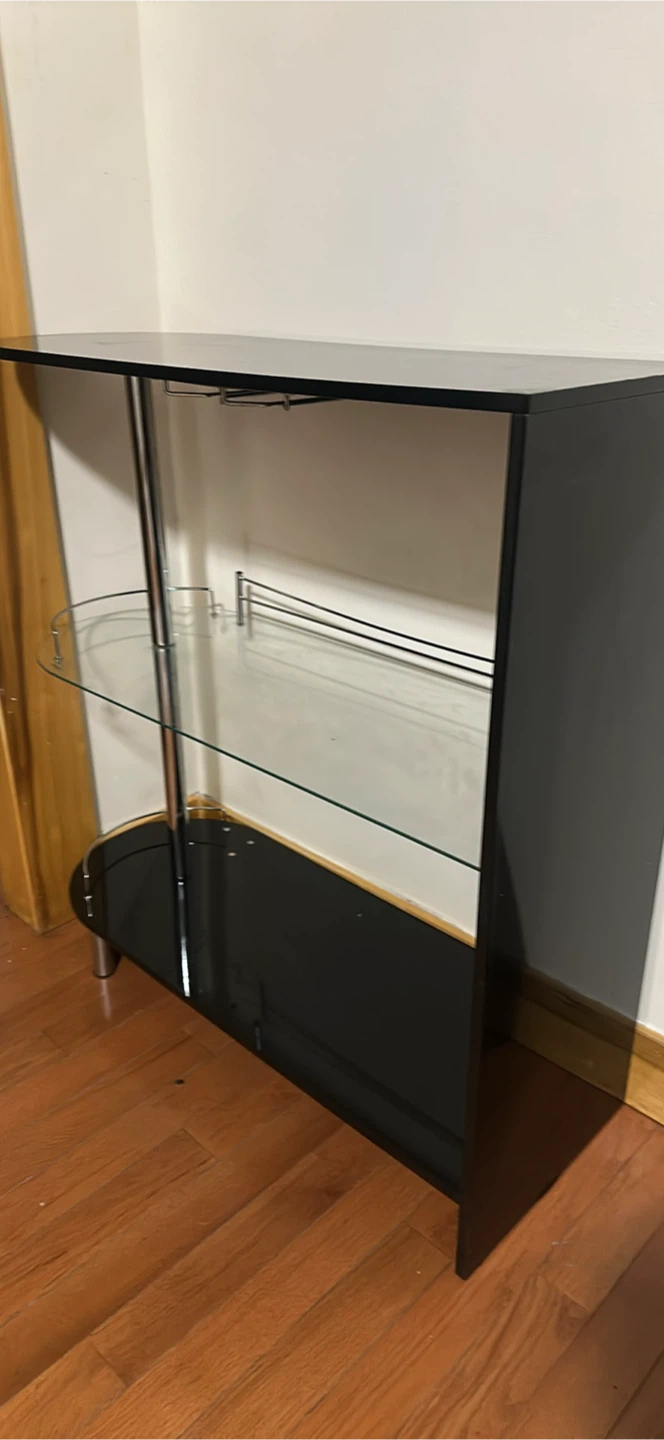 Black Modern Bar Console with Glass Shelves - photo 3