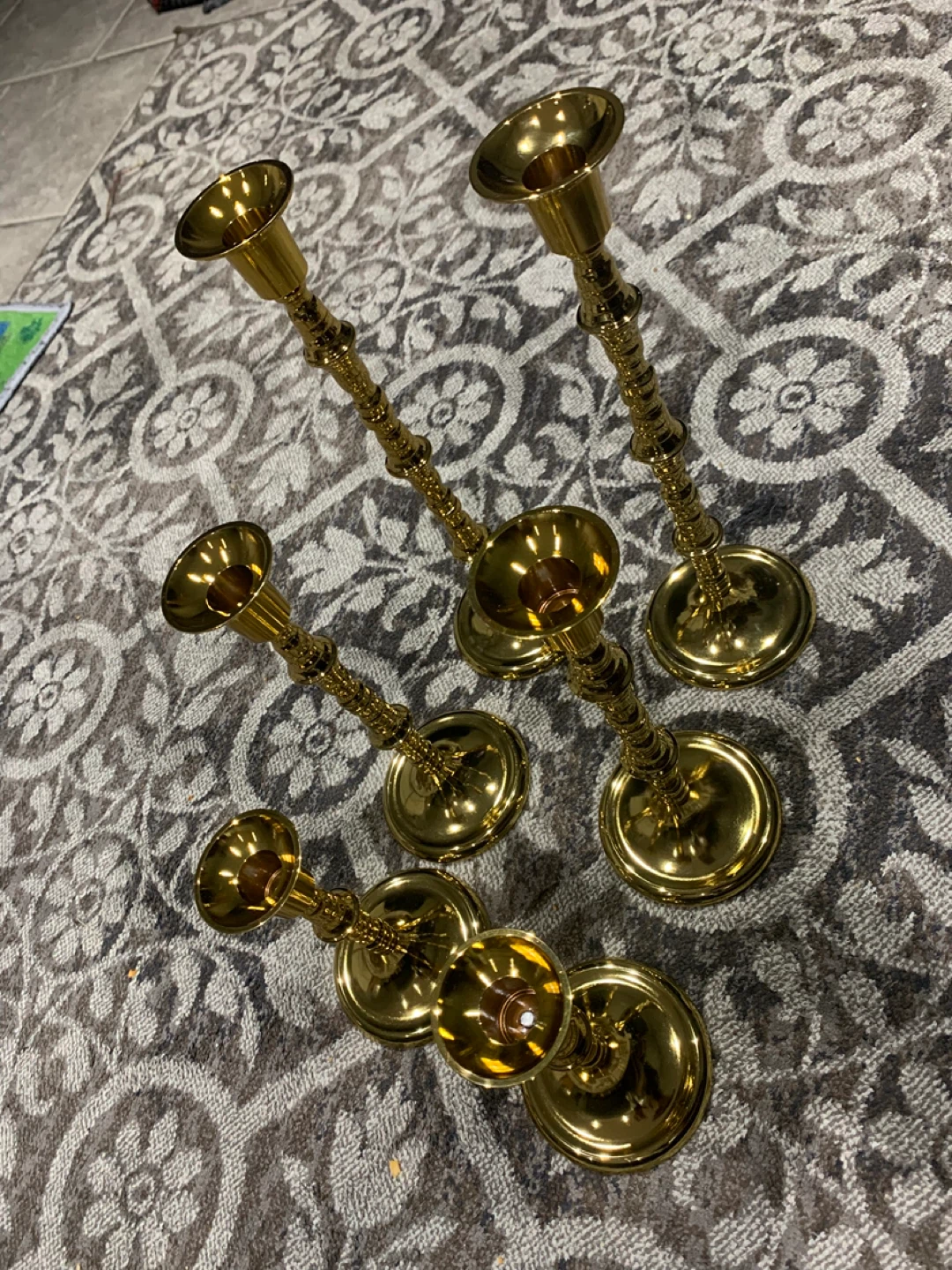Set of 6 Gold Candlesticks