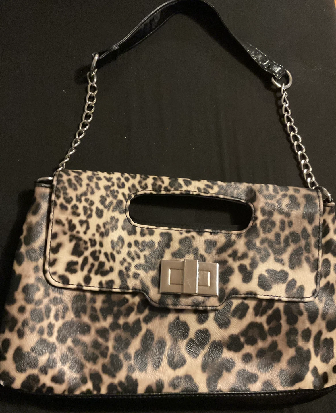 Vintage Chateau Leopard Print Clutch Handbag