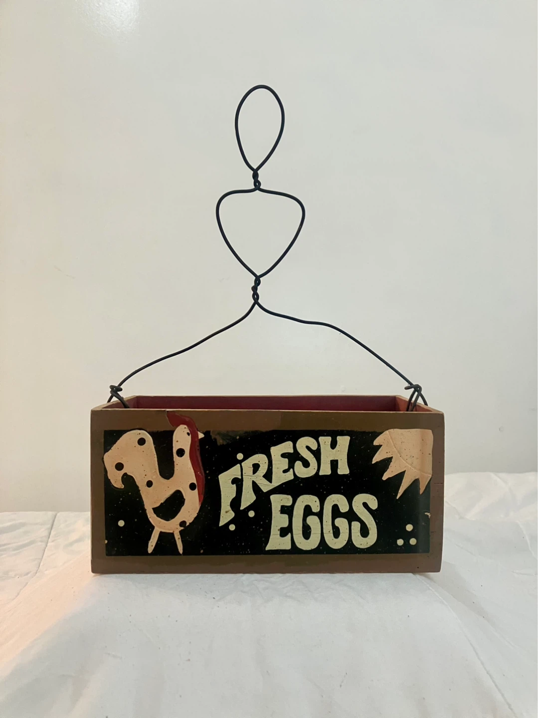 Vintage Rustic Egg Box With Wire Handle - 13” x 5” x 9” - photo 5